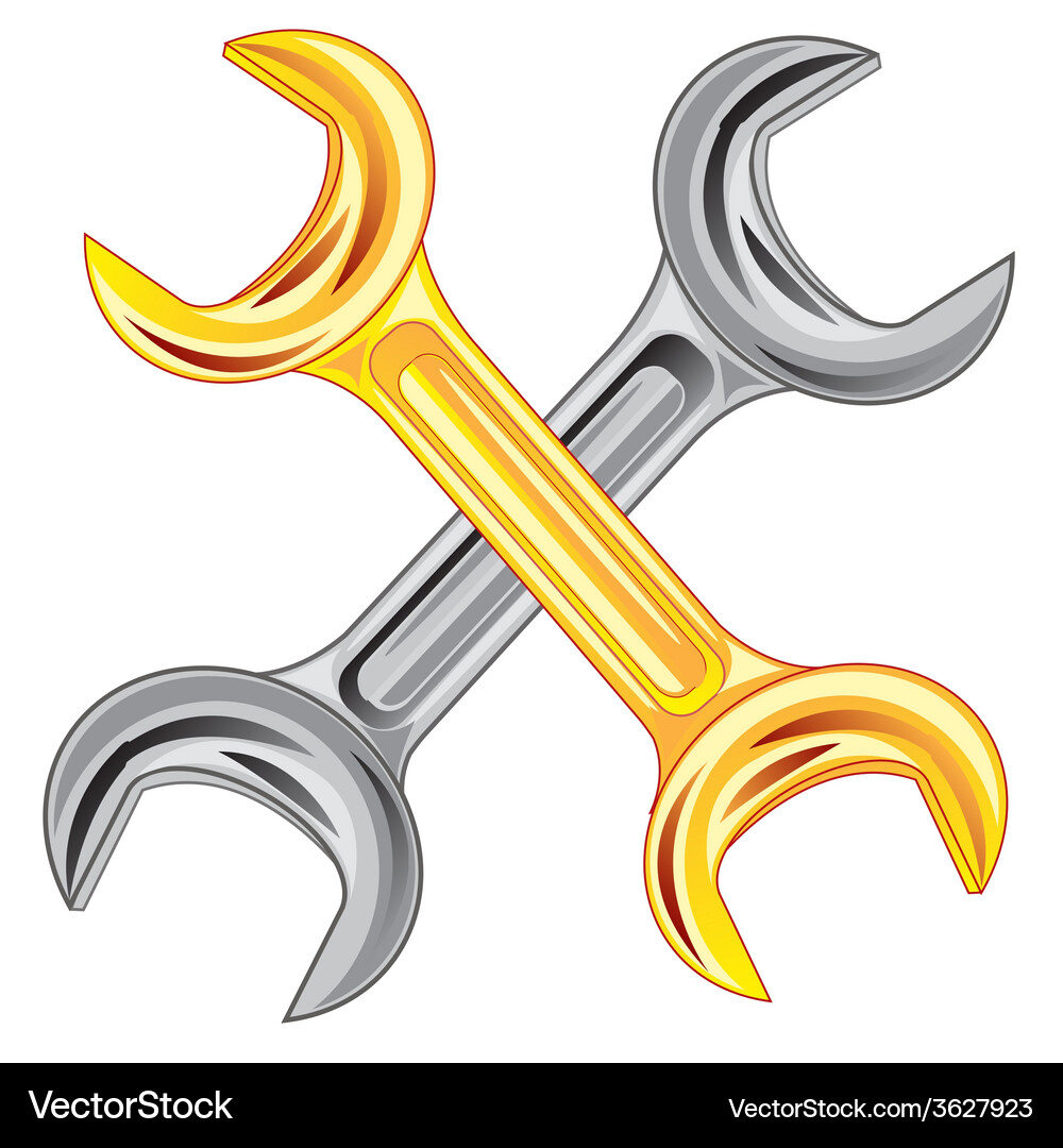 Two Chrome Wrenches Vector Image
