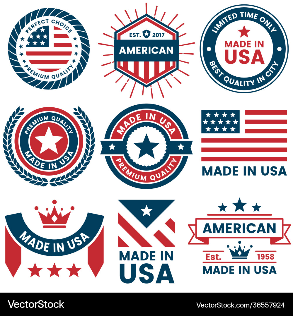 American Flag Labels & Badges Vector Image