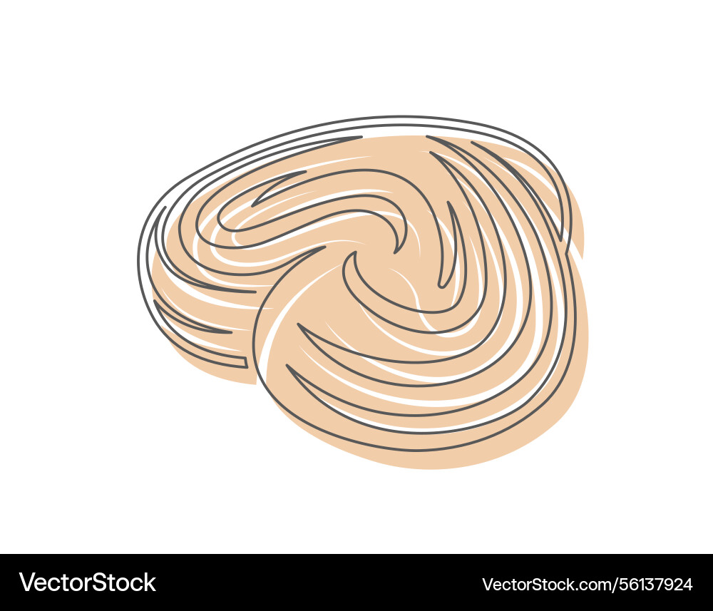 Bun roll continuous one line icon isolated vector image