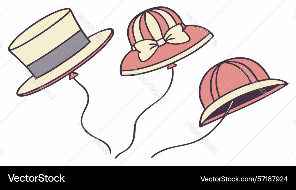 Collection of stylish hats design generative ai Vector Image