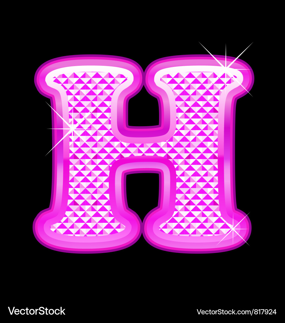 H letter pink bling girly Royalty Free Vector Image