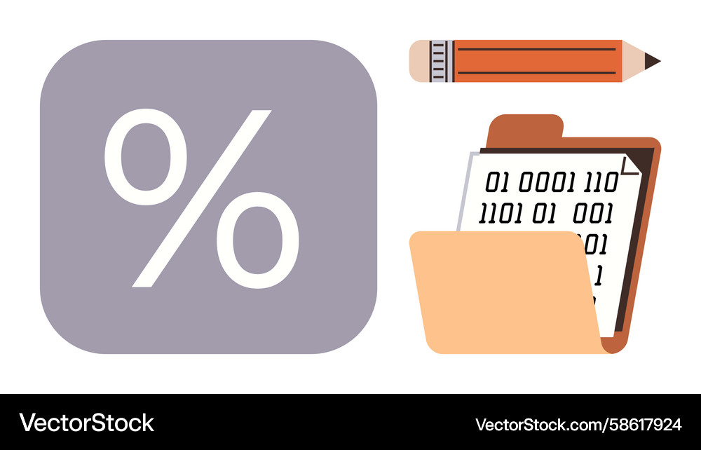 Percentage symbol beside binary data folder Percentage symbol beside binary data folder Vector Image