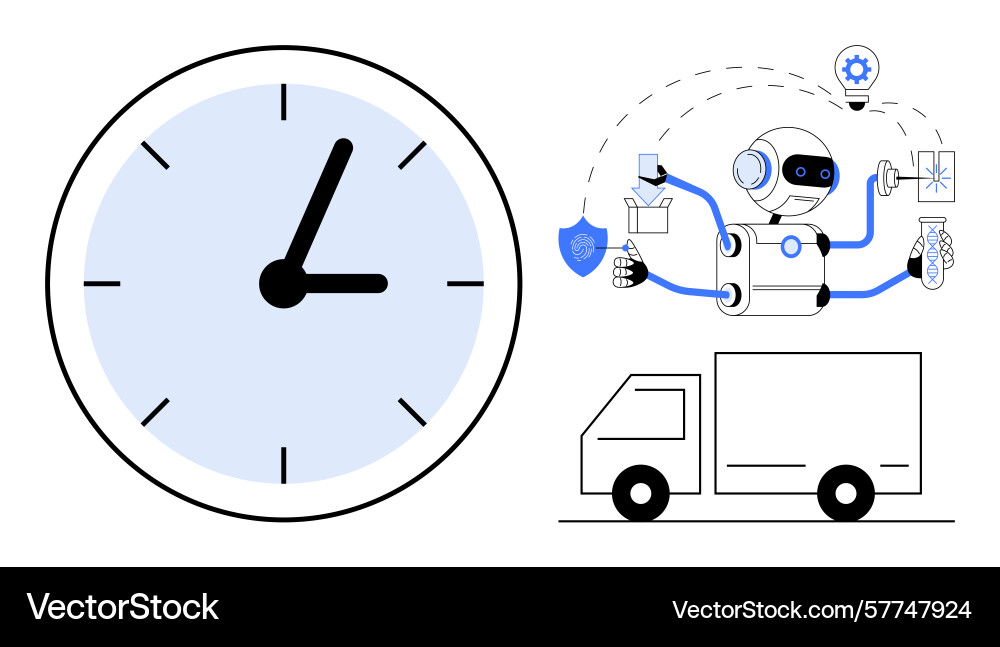 Robot optimizing time management and delivery vector image