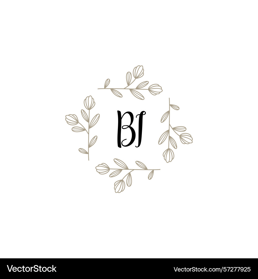Botanical monogram logos with initial bi Vector Image