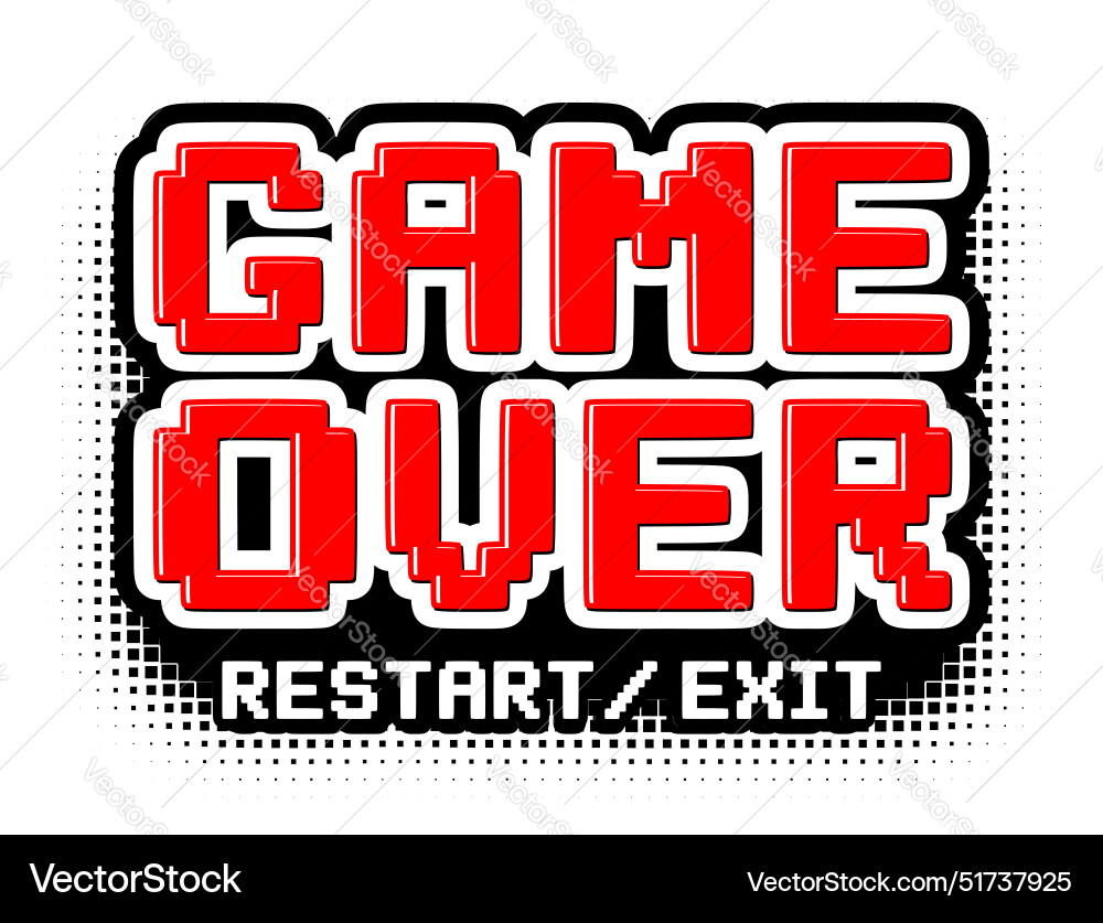 Game Over Red Icon - Restart/Exit vector image