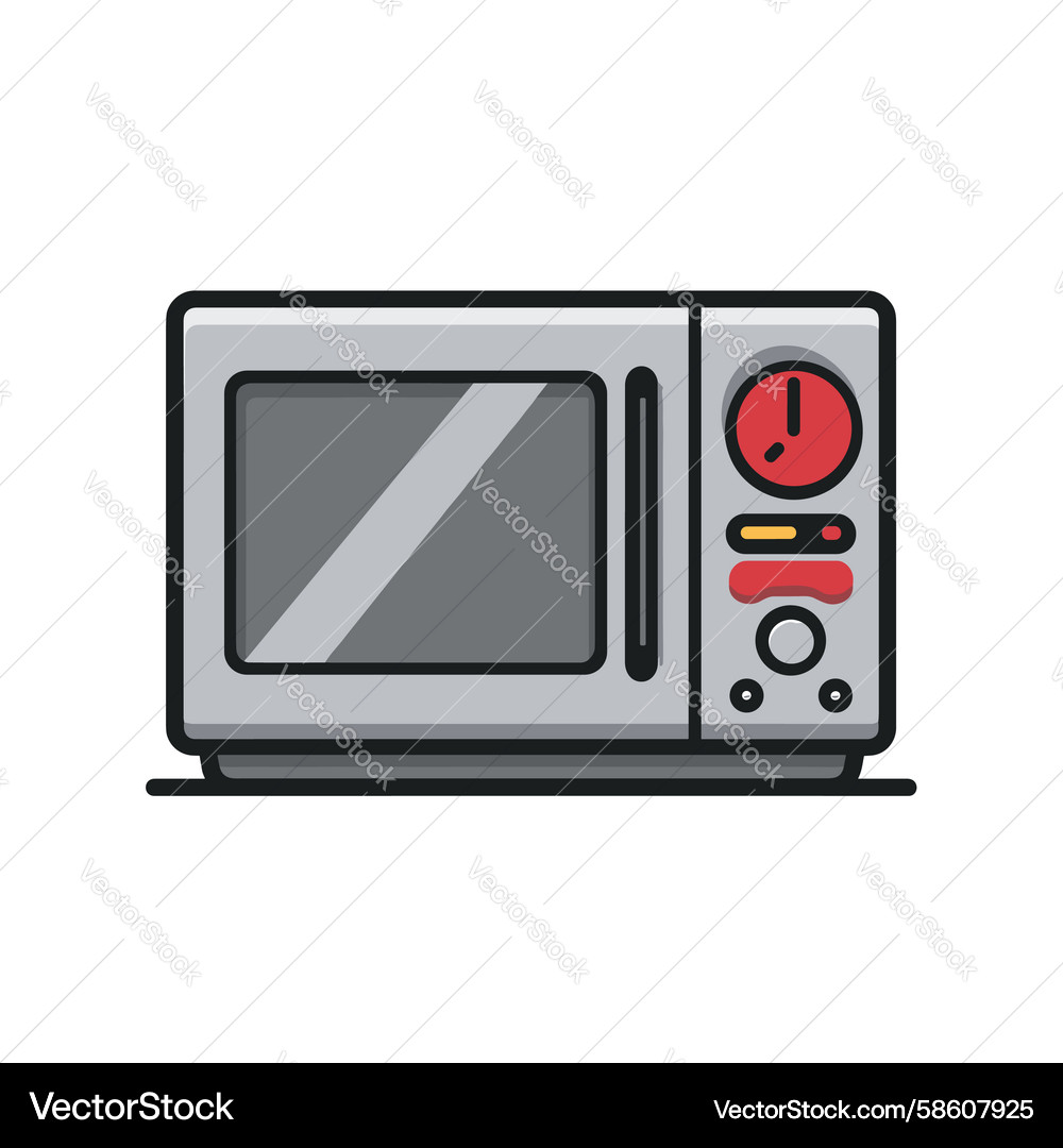 Microwave appliance with dial timer and buttons Vector Image