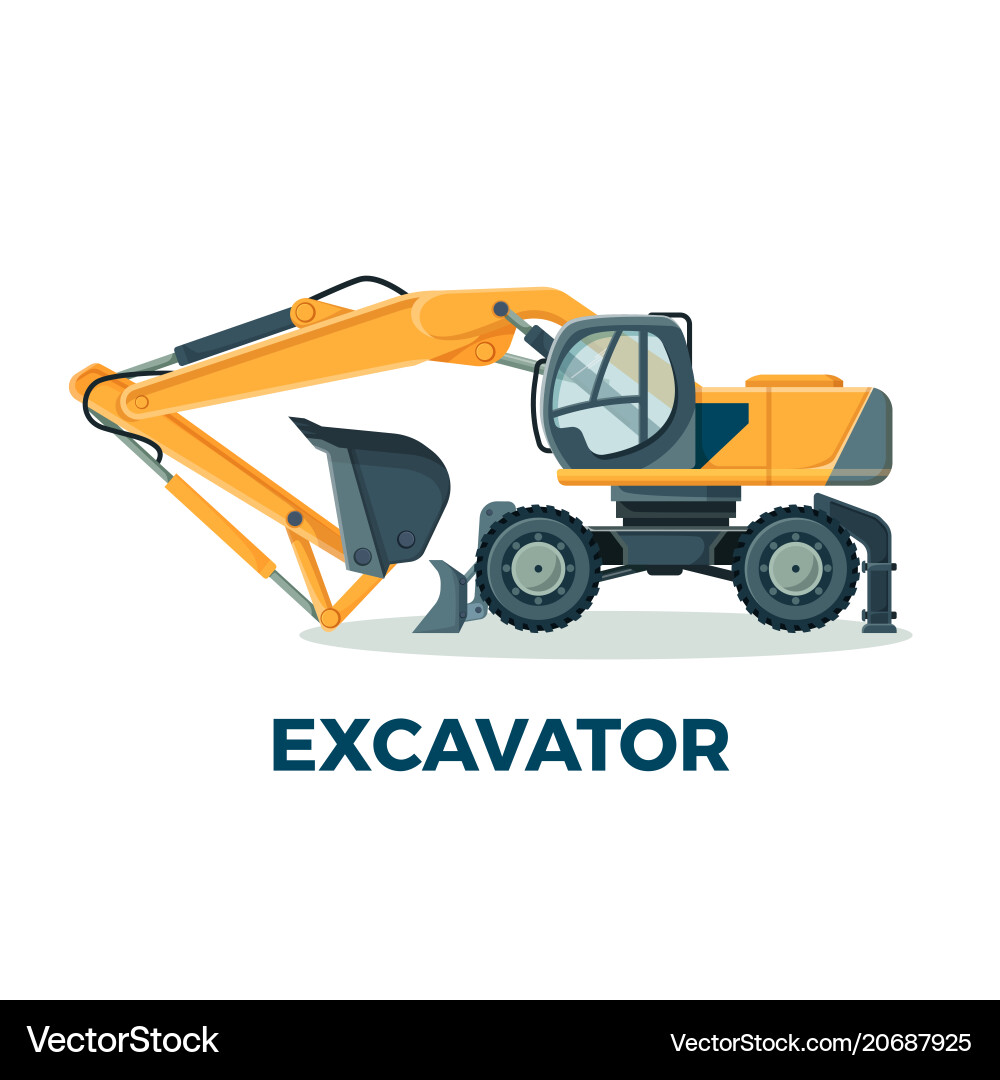 Powerful modern excavator with big ladle Powerful modern excavator with big ladle vector image