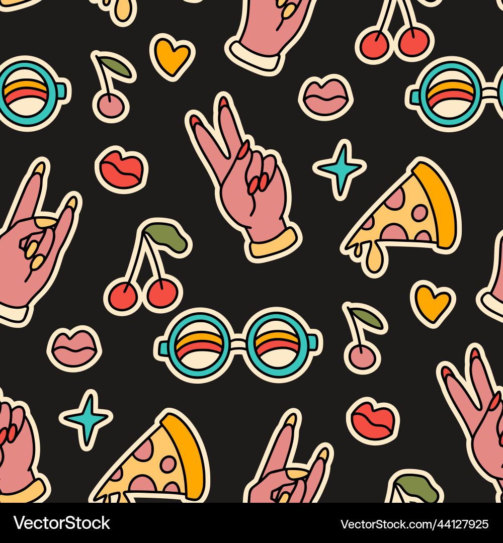 Retro Summer Pattern - Groovy Vibes Vector Image