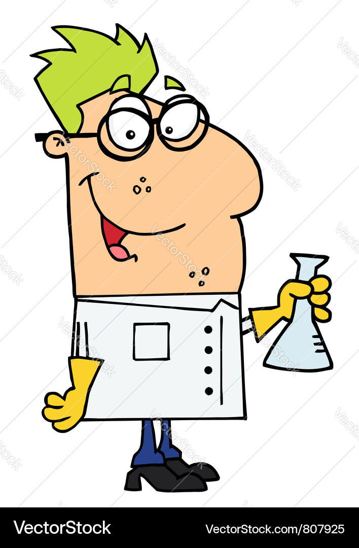 Scientist carrying a flask Vector Image