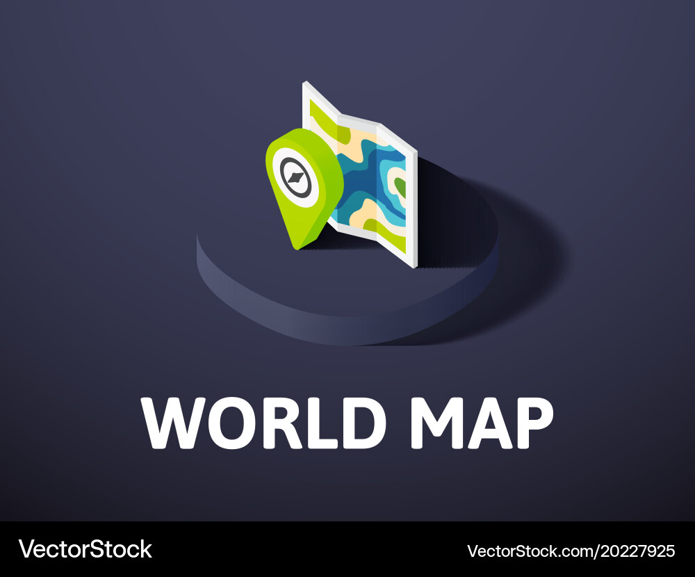 World map isometric icon isolated on color vector image