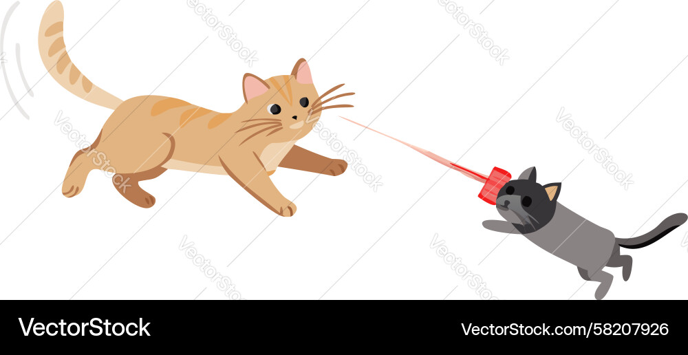 Cats Playing with Laser Pointer Vector Image