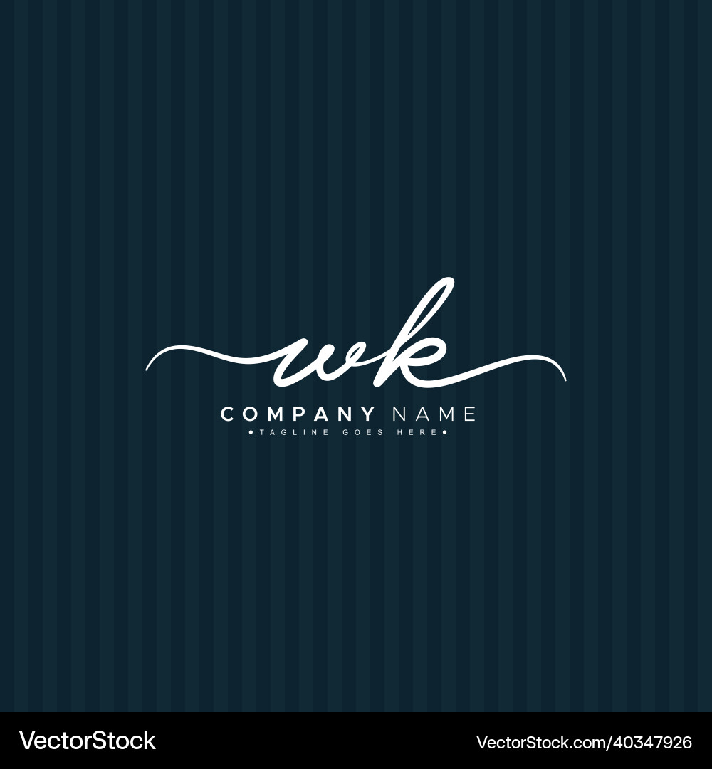 Elegant WK Monogram Signature Logo Vector Image