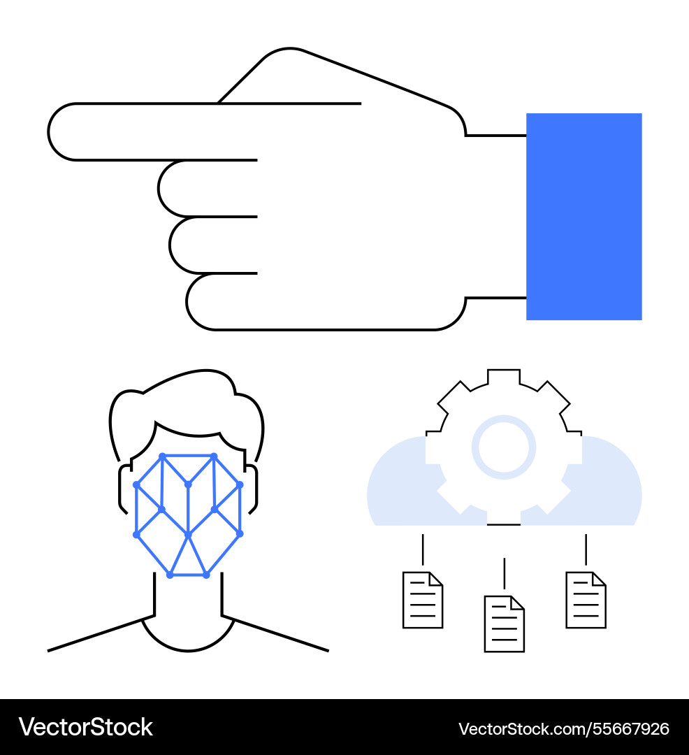 Face recognition data flow and automation vector image