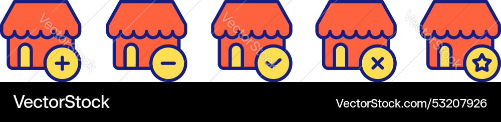 Icon store with buttons plus minus check Icon store with buttons plus minus check Vector Image