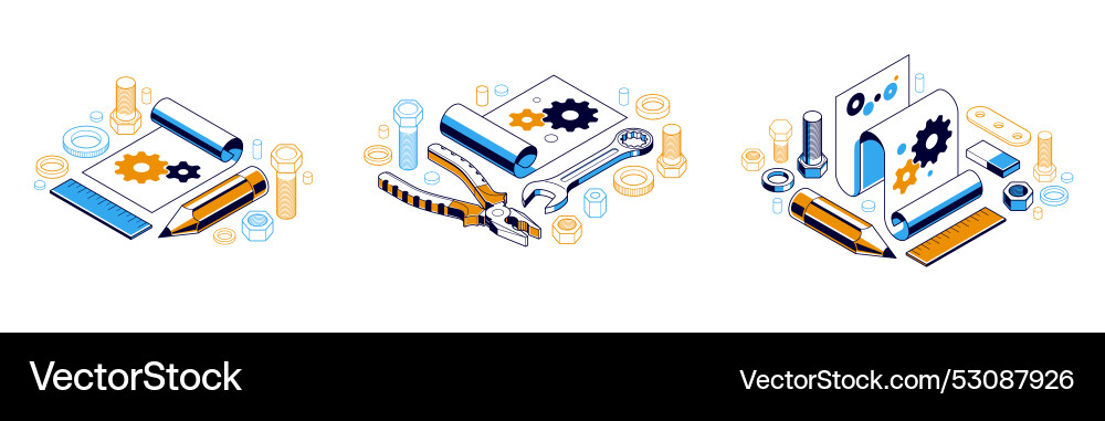 Mechanical engineering project in embodiment Mechanical engineering project in embodiment vector image
