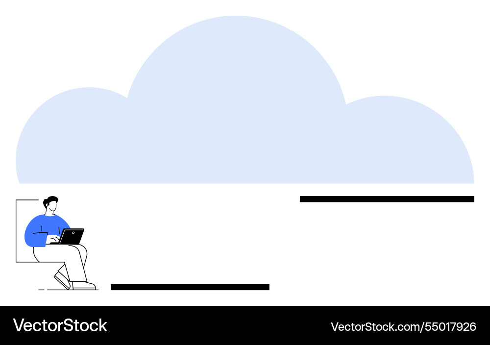Minimalist cloud computing concept with person Minimalist cloud computing concept with person Vector Image