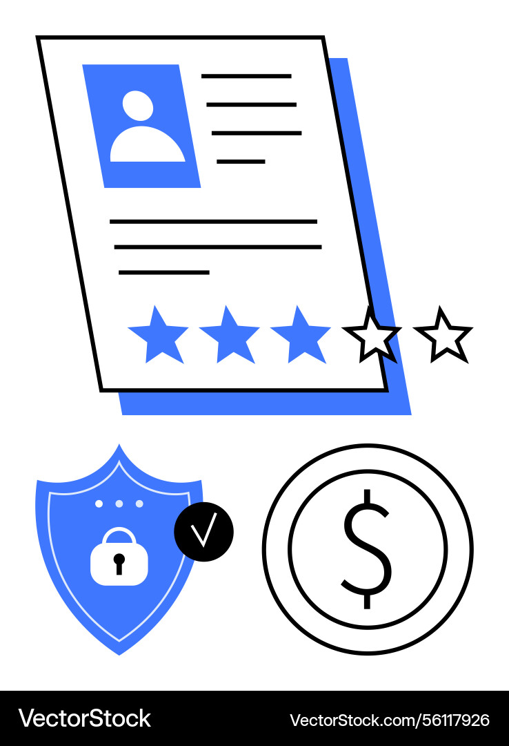 Profile evaluation with rating secure access Profile evaluation with rating secure access vector image