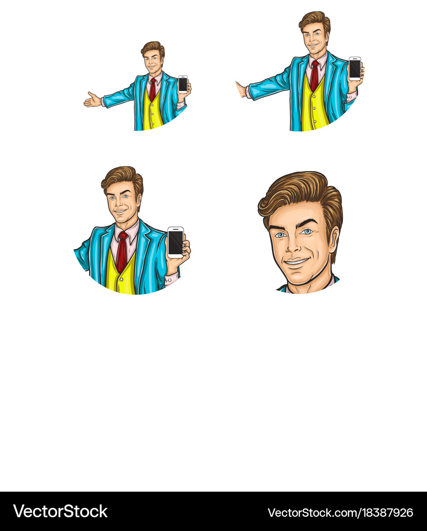 Set of pop art round avatar icon for users vector image