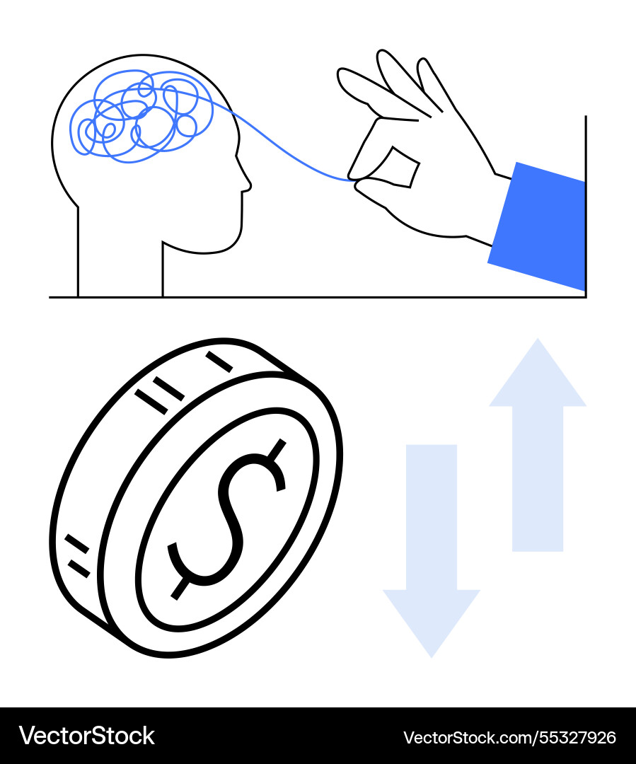 Simplifying mental complexity with economic Simplifying mental complexity with economic vector image
