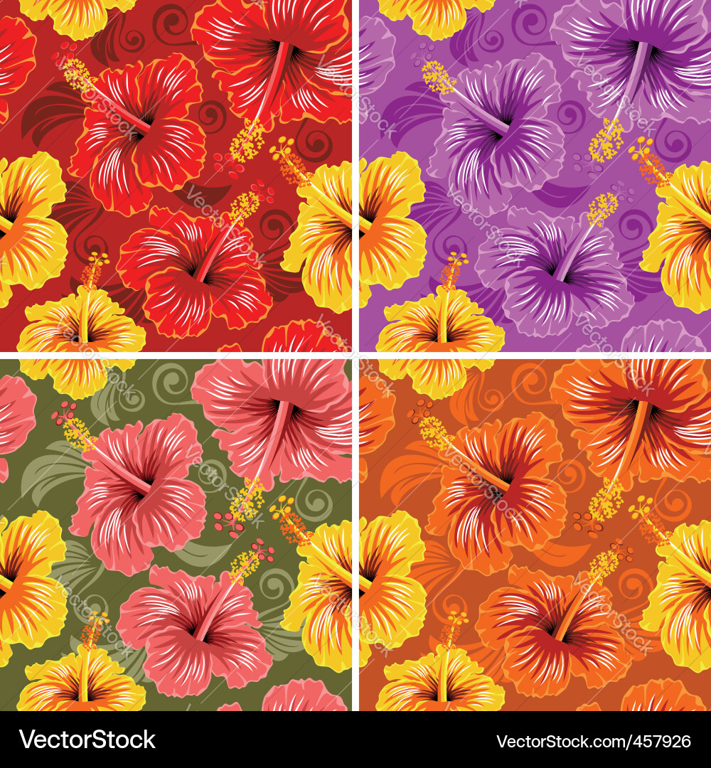 Tropical Hibiscus Pattern vector image