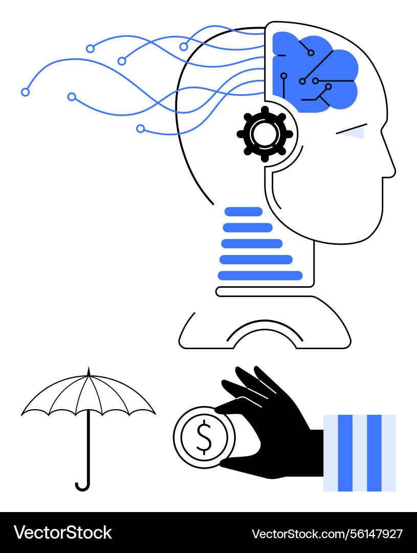 Artificial intelligence concept integrating brain Vector Image