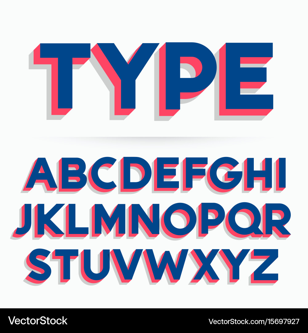 Bold 3D Alphabet Typography Set vector image