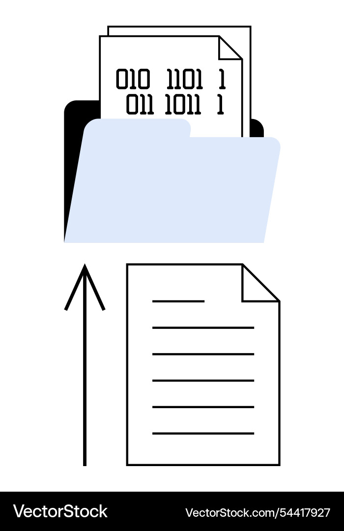 Digital file transfer display with binary code Digital file transfer display with binary code vector image