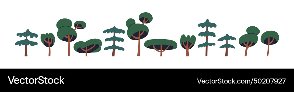 Forest Trees Set - Botanical Style vector image