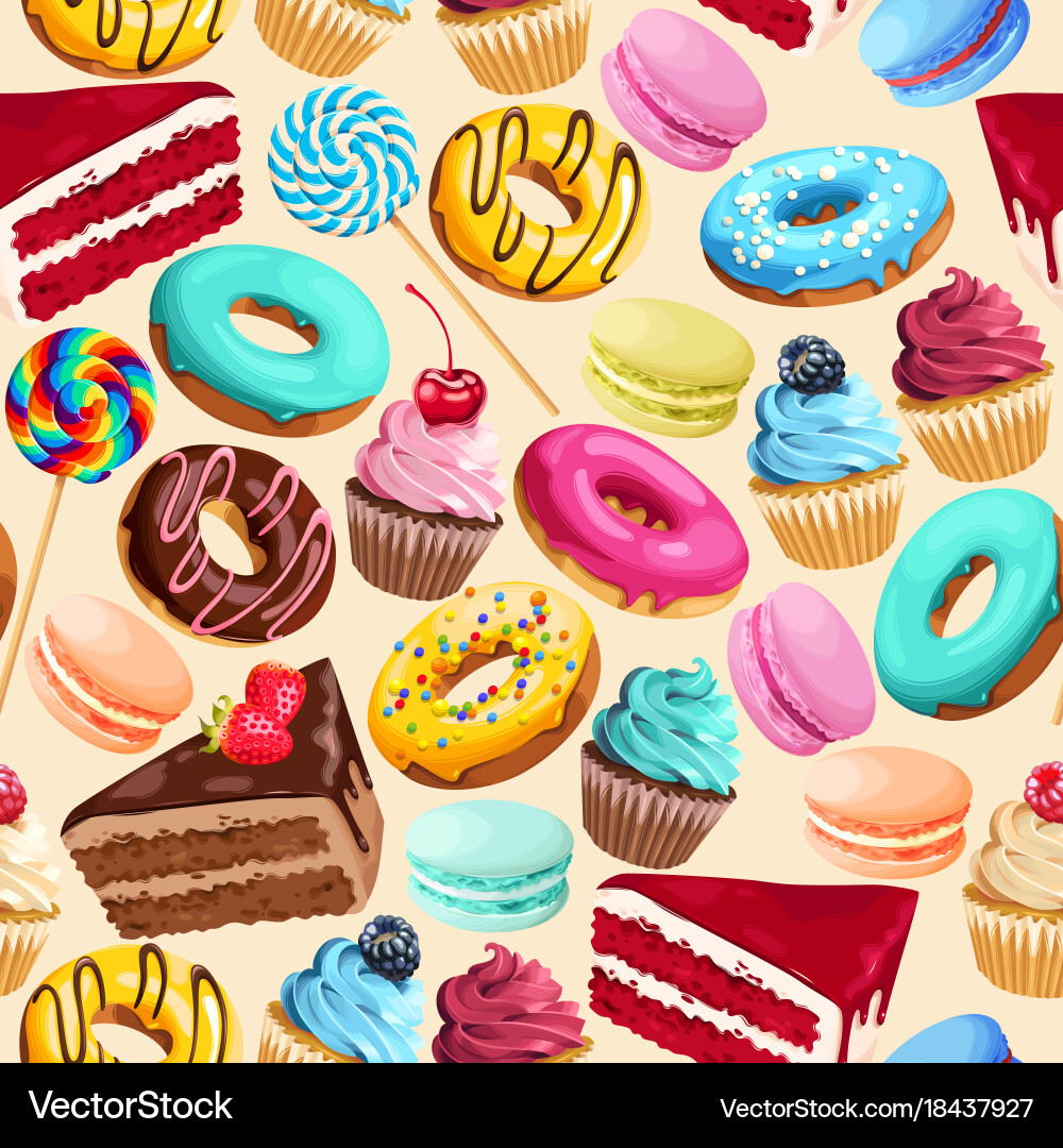 Seamless pattern with sweets Royalty Free Vector Image