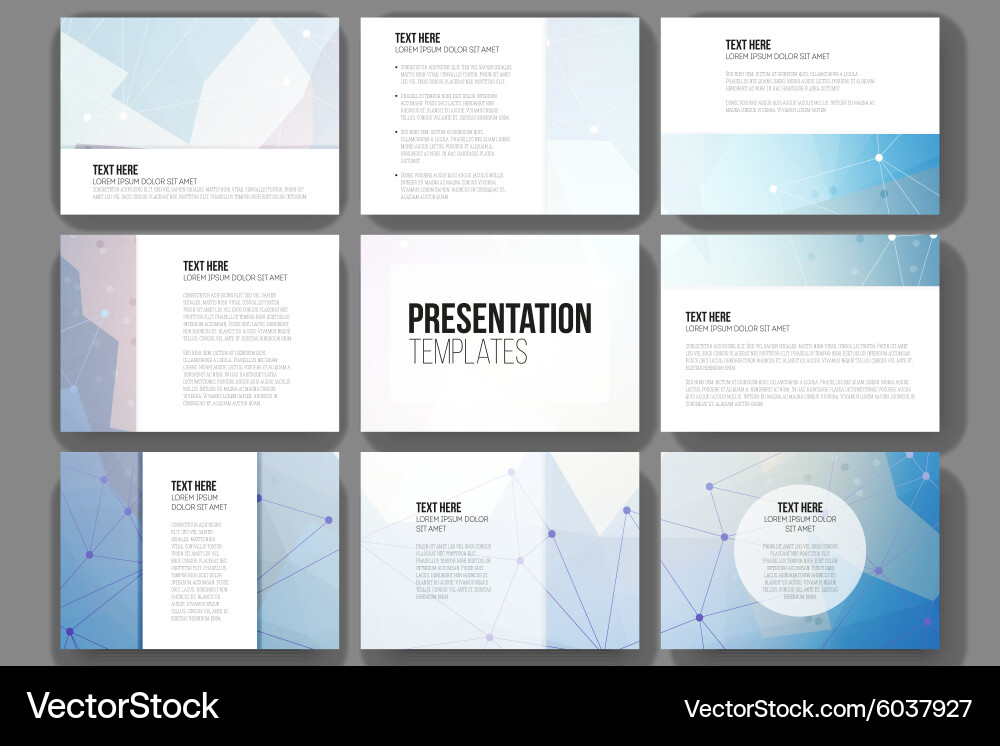 Set of 9 templates for presentation slides Vector Image