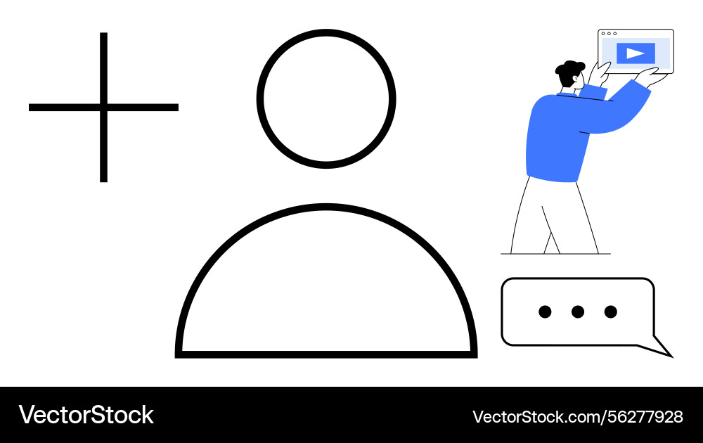 Adding new user with video tutorial and chat Adding new user with video tutorial and chat vector image
