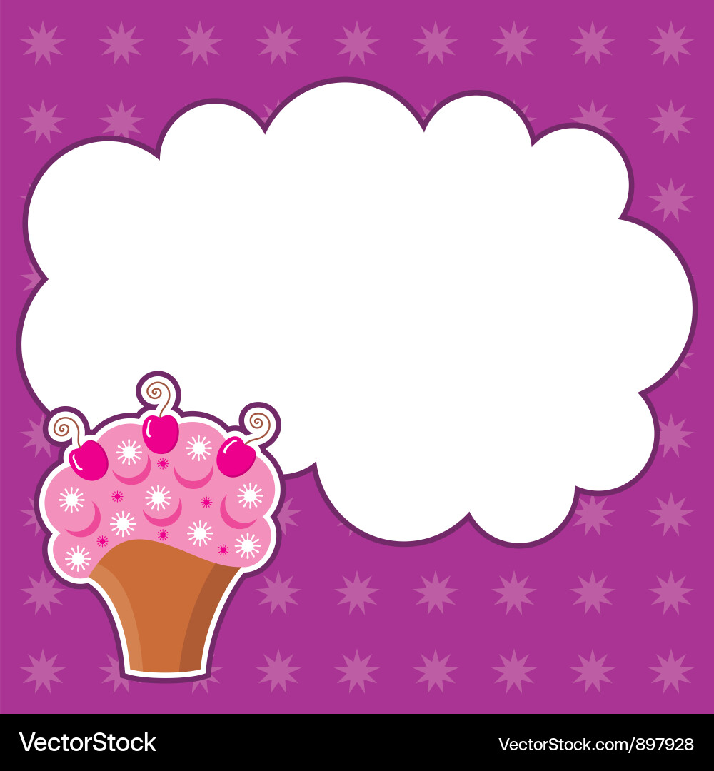 Cupcake Frame with Cloud Message vector image