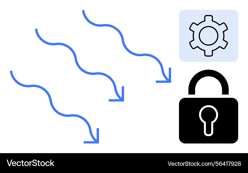 Data flow and security concept with arrows gear Vector Image