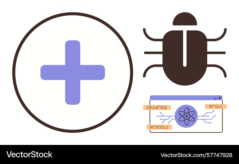 Debugging concept with bug code snippet vector image