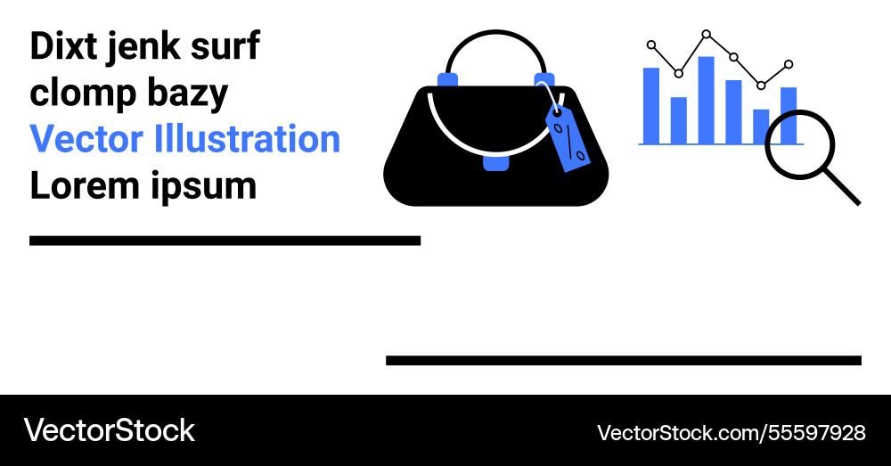 Handbag with price tags and statistical data graph Vector Image