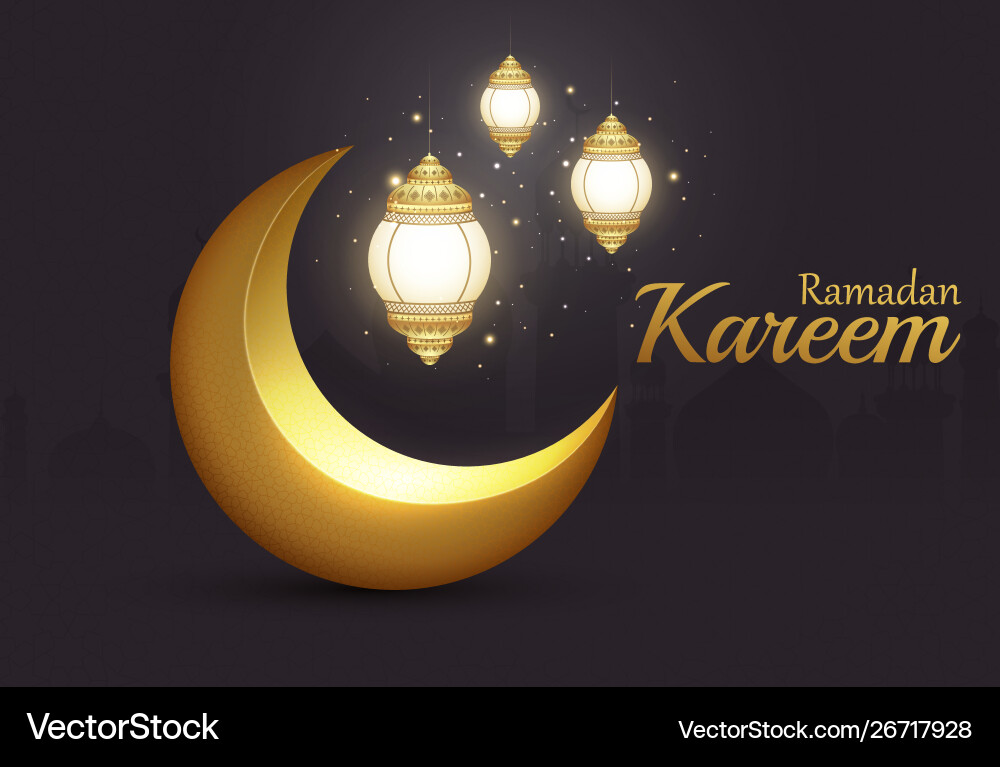 Ramadan kareem islamisch brillant goldenen mond Ramadan kareem islamisch brillant goldenen mond vektorbild