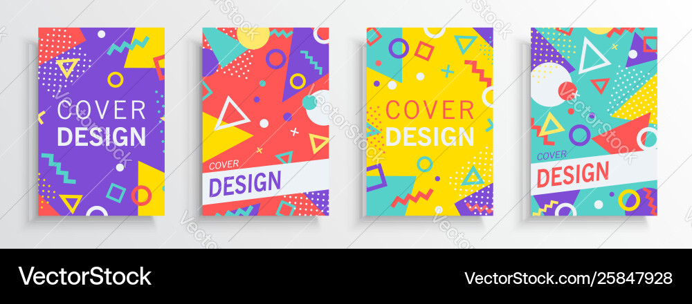 Retro abstract background design set in 80s style Vector Image