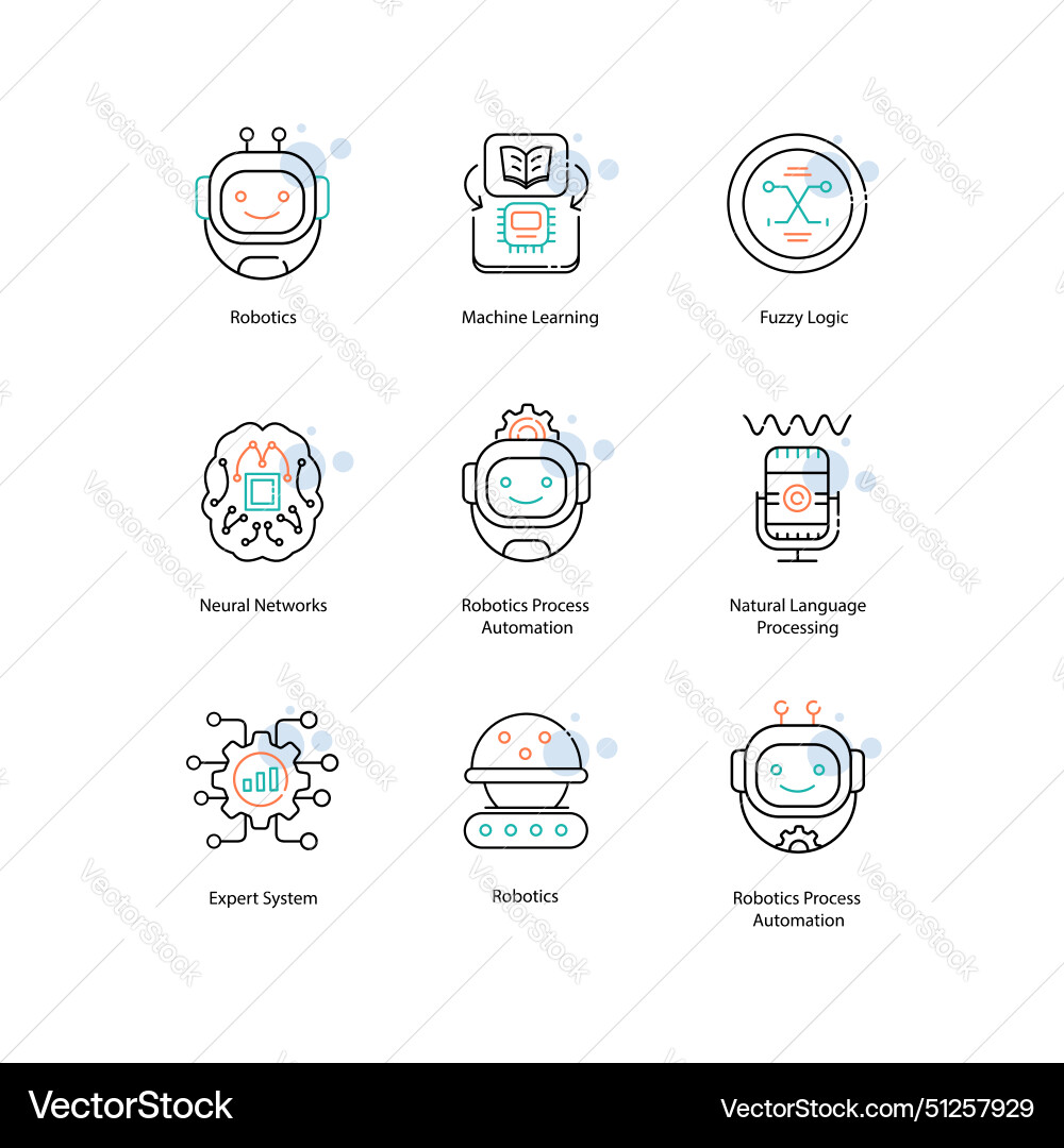 Artificial intelligence fundamentals elements Vector Image