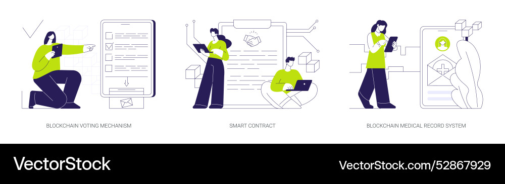 Blockchain Applications: Voting & Contracts vector image