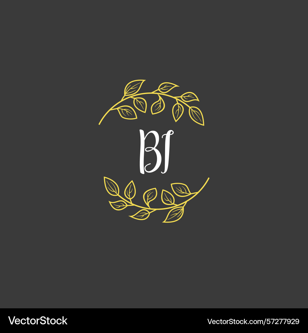 Botanical monogram logos with initial bi Vector Image