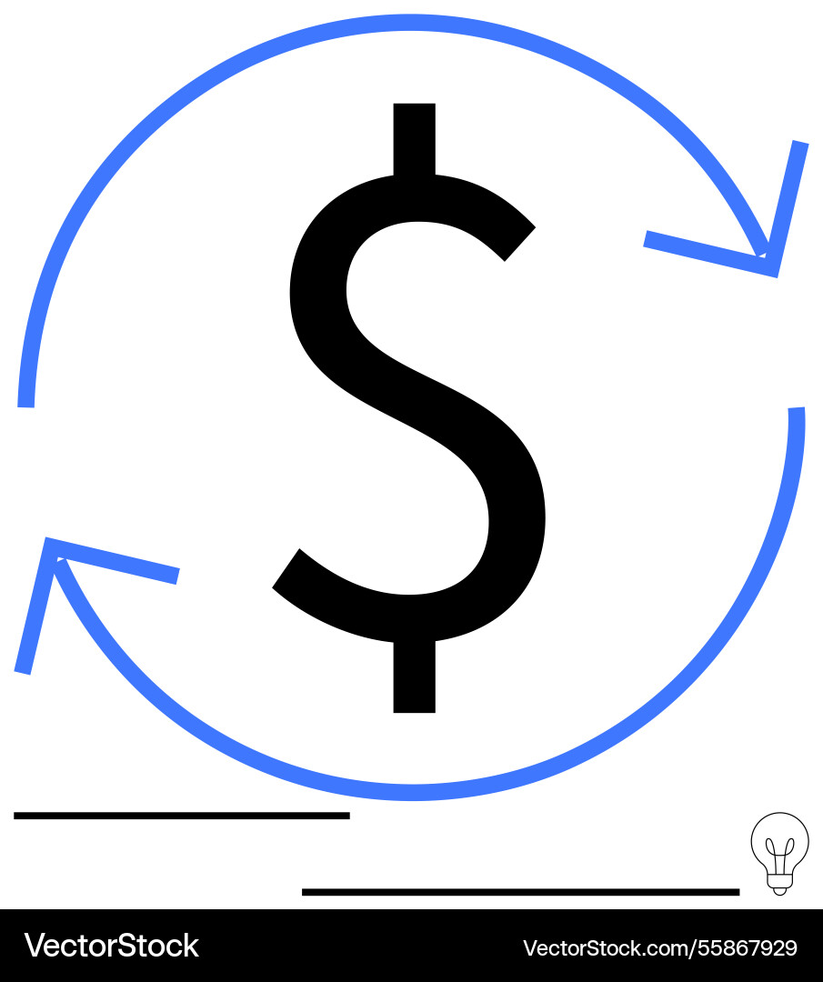 Currency symbol with rotating arrows representing Currency symbol with rotating arrows representing vector image
