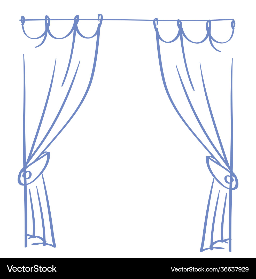 Curtain drawing Royalty Free Vector Image - VectorStock