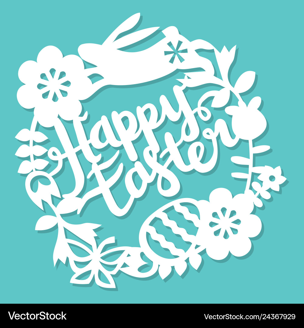 Floral Paper Cut Wreath Vector Image