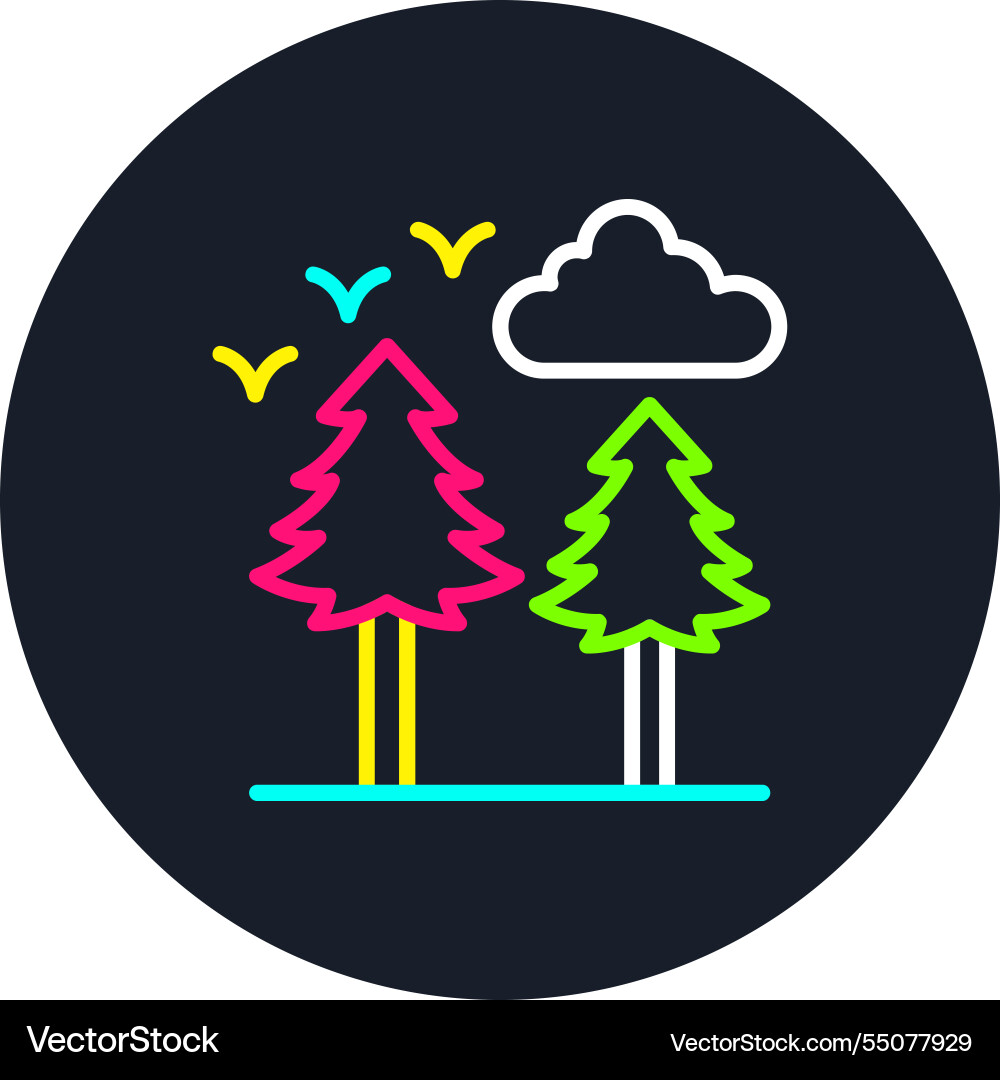 Forest line multi color icon Vector Image