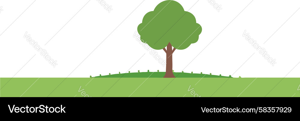 Lone Tree in Open Field Vector Image