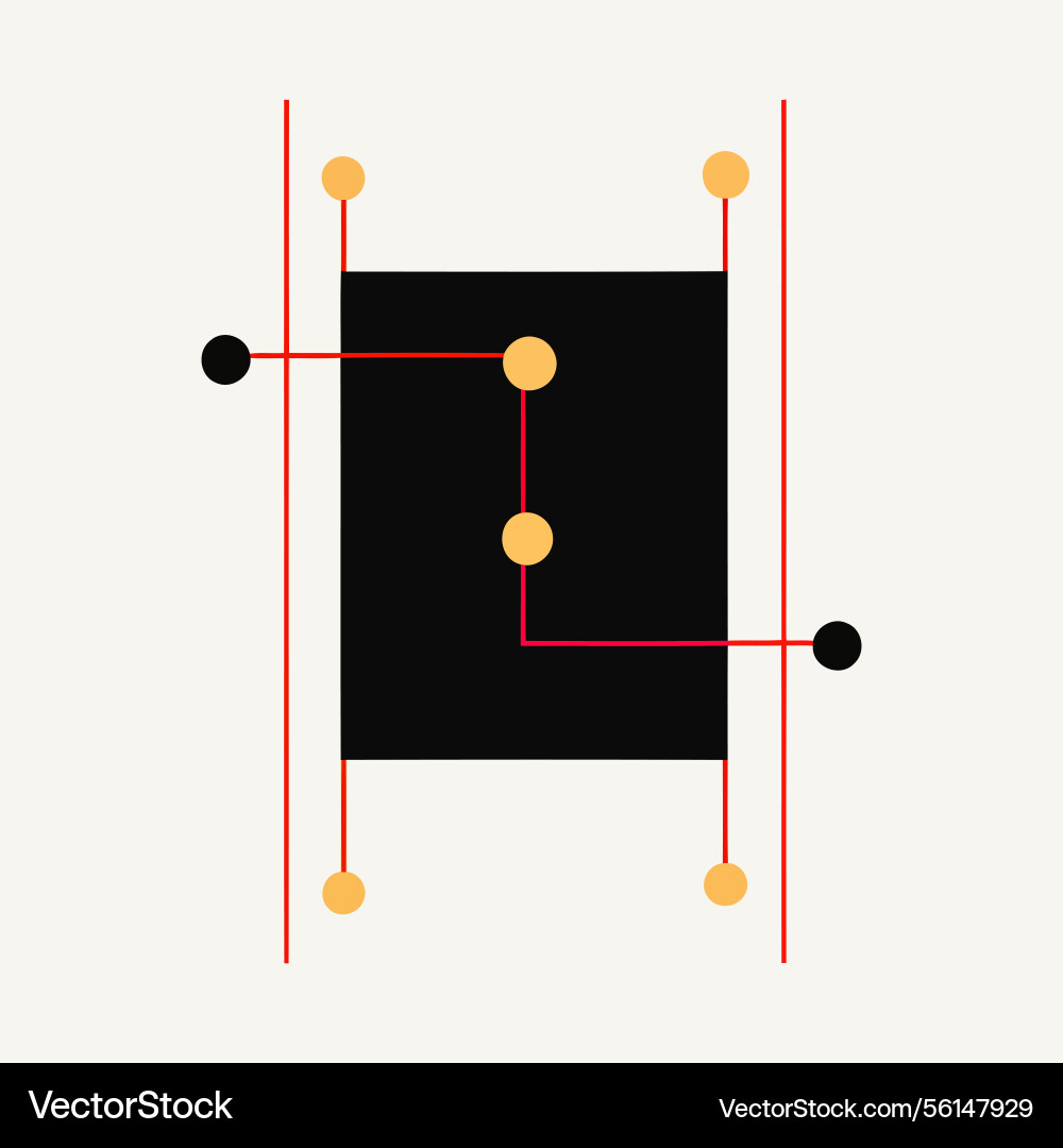 Minimalist square with red lines Vector Image