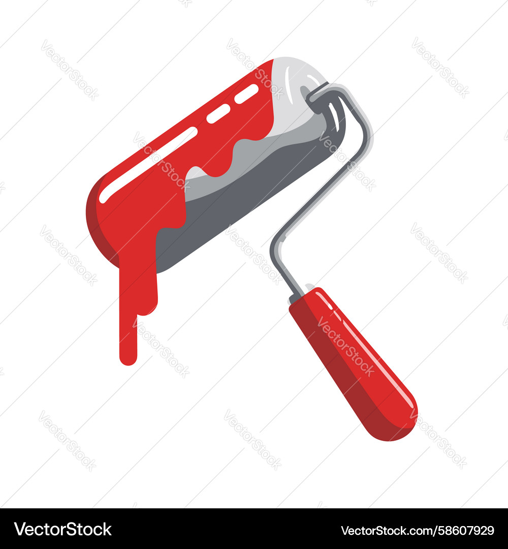 Painting roller covered in red paint on a clean – Royalty-Free Vector |  VectorStock, image size:1000x1080