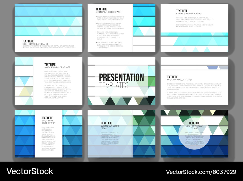 Set of 9 templates for presentation slides vector image