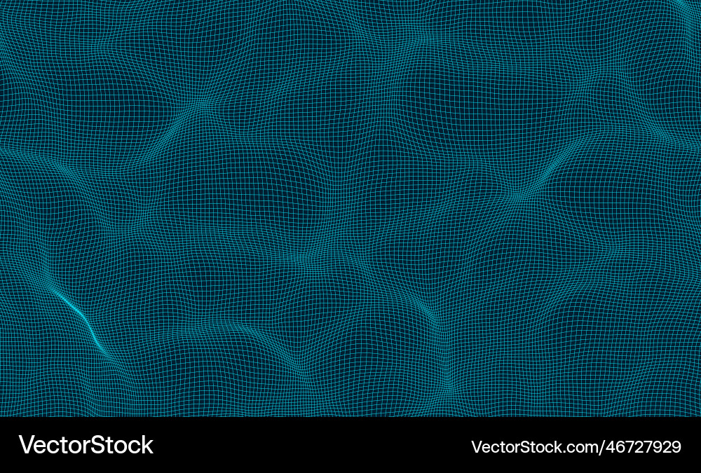 Wave net of squares wavy grid distortion 3d vector image