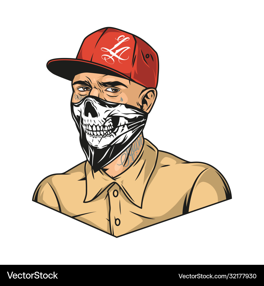 Chicano Man with Skull Bandana Vector Image